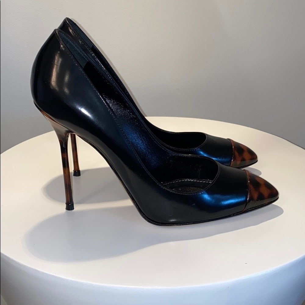 Sergio Rossi Black Pump with cheetah detail
